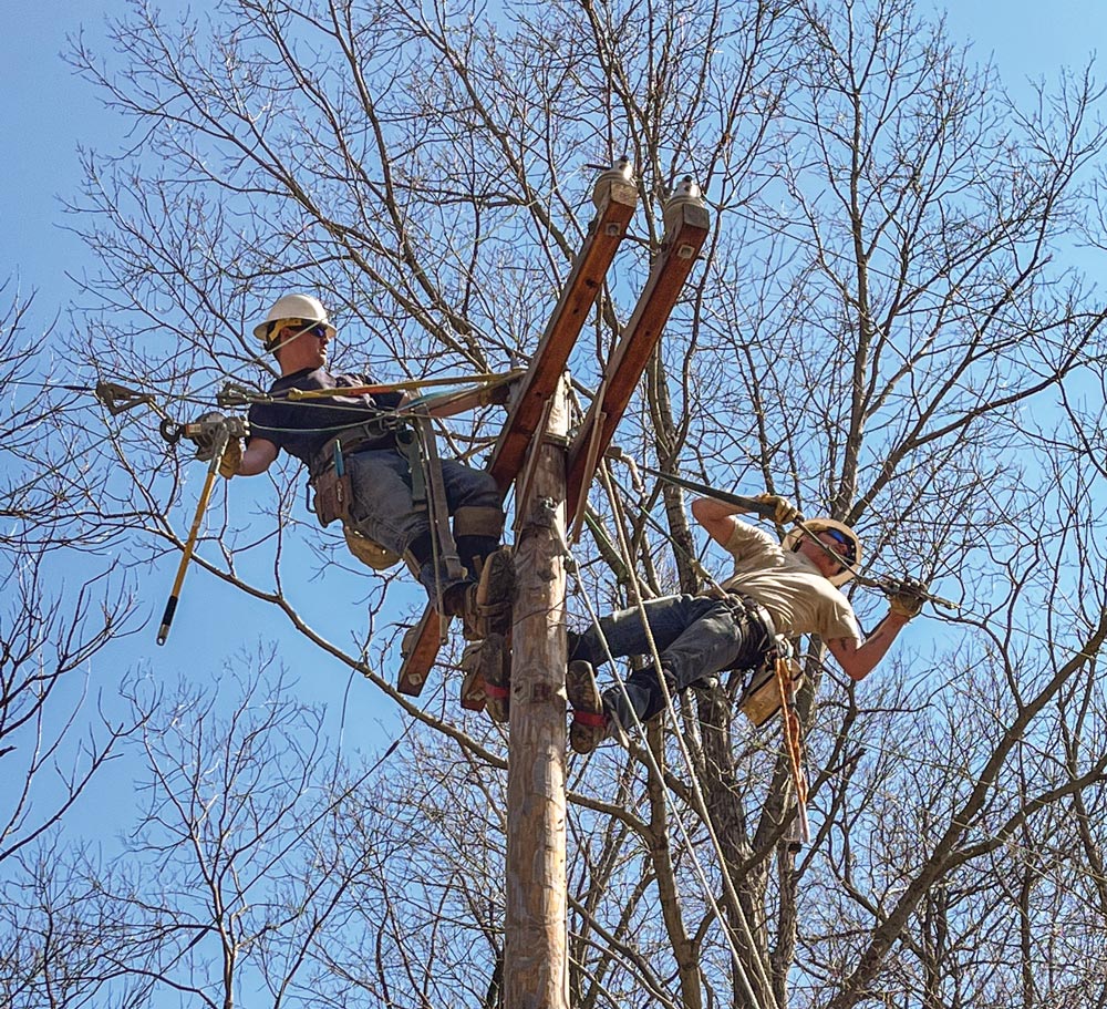 Lineworkers on pole